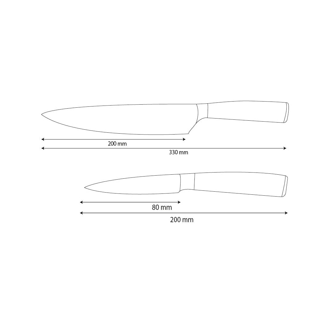 Shinrai Knives – 2-teiliges Messerset aus gehämmertem Edelstahl – Kochmesser + Schälmesser