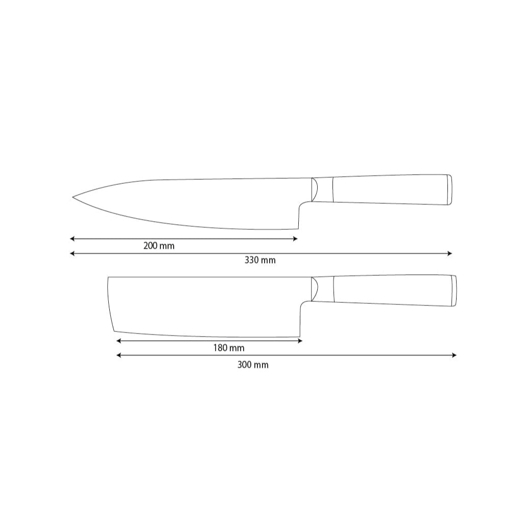 Shinrai Knives - Hammered Damask BR 2-teiliges Messerset - Kochmesser + Nakiri