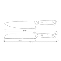 Shinrai Knives - Eclipse 2-teiliges Damastmesser-Set - Kochmesser + Brotmesser