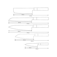 Shinrai Knives – Takumi Kaza 5-teiliges Damastmesser-Set – Kochmesser + Brotmesser + Nakiri + Santoku + Schälmesser