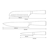 Shinrai Knives - Ensemble de 3 couteaux en résine époxy et saphir imprimé Damas - Couteau de chef, Santoku et couteau d'office