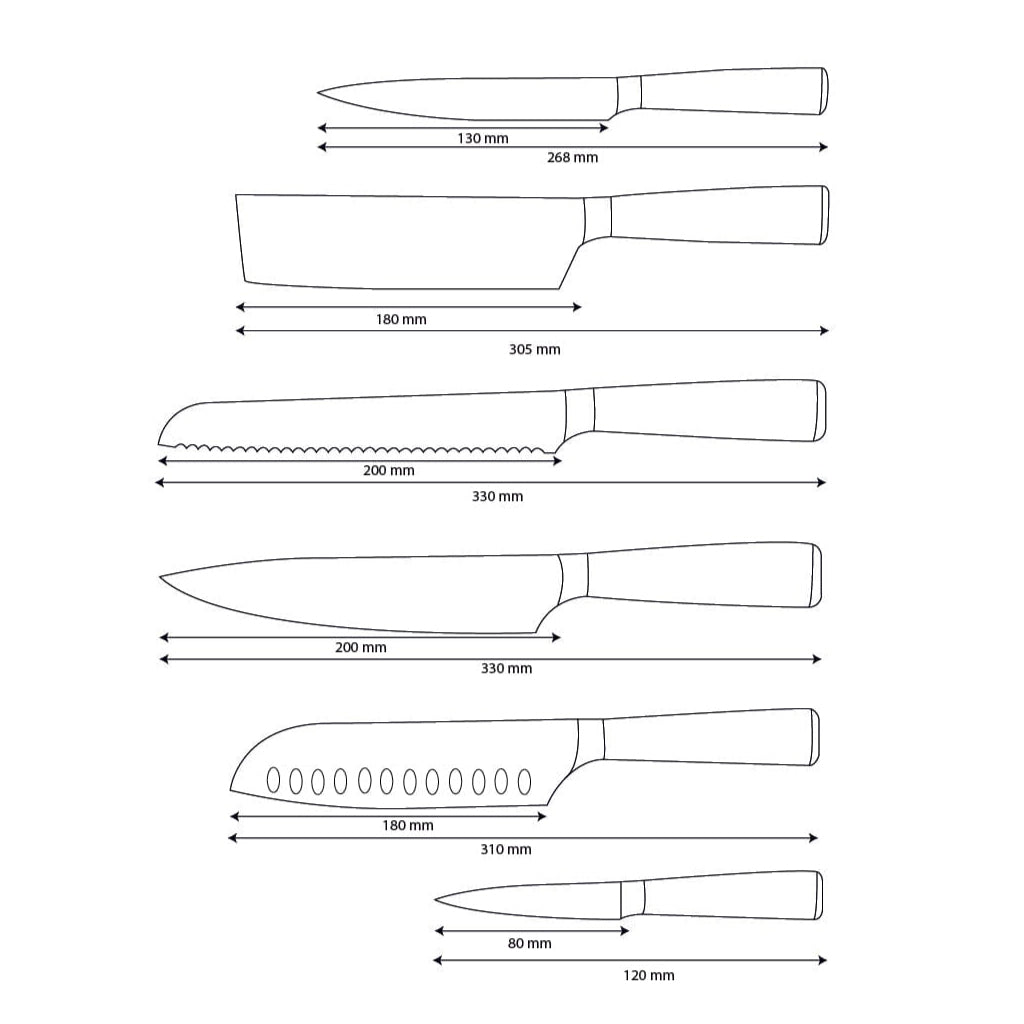 Saphir époxy imprimé Damas japonais - Ensemble de couteaux 6 pièces
