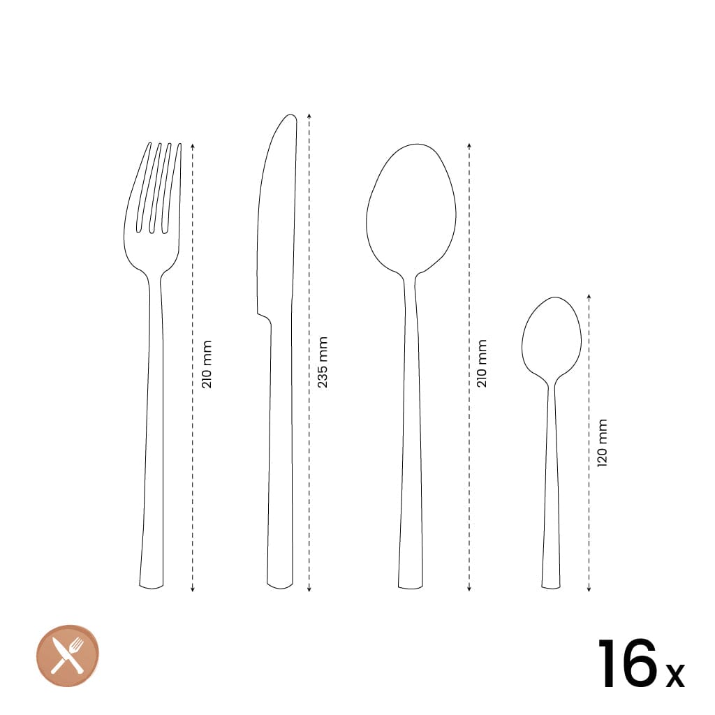 Amefa - Manille Stonewash 16-delige Bestekset - Koper Bestekset Amefa