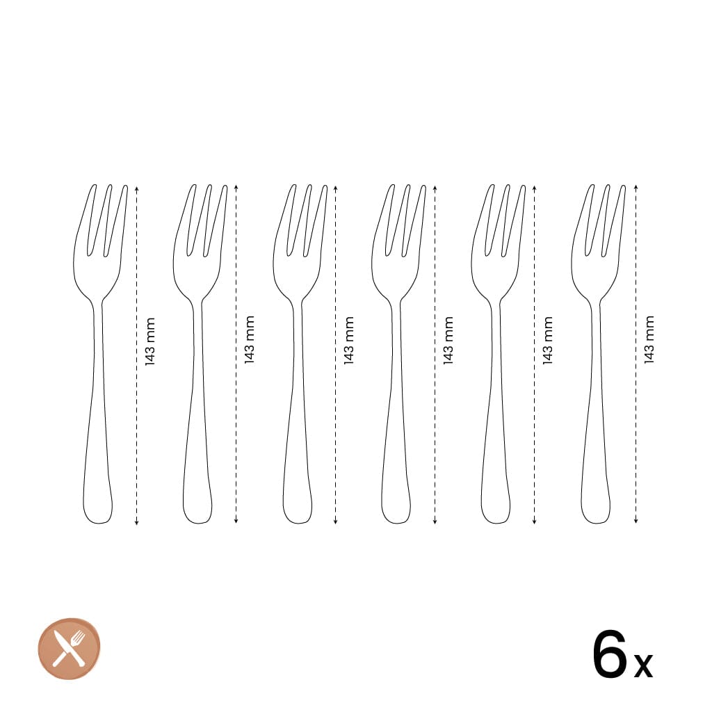 Amefa - Metropole 6 Gebaksvorkjes - Zilver Gebaksvorkjes Amefa