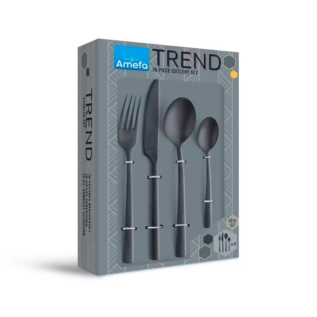 Amefa - Stonewash PVD Black 16-pc set in trend box - black Amefa