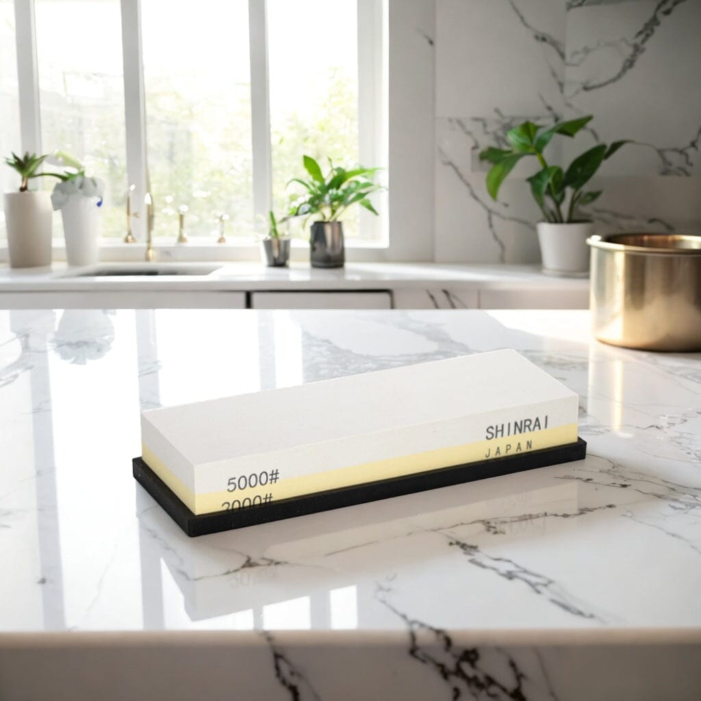 Epoxy Onyx Damascus Print 3-Delige Messenset - Combideal XL Messenset met Slijpsteen Shinrai Japan