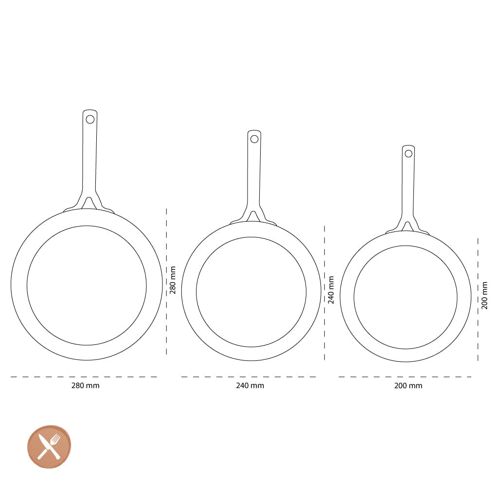GreenPan - Natural 3-delige pannenset met keramische antiaanbaklaag 20/24/28 cm Pannenset GreenPan