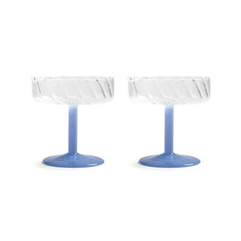 &Klevering - Coupe Twirl blau 2er Set &Klevering - Coupe twirl blauw set van 2 Cocktail glazen &Klevering