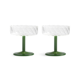 &Klevering - Coupe Twirl dunkelgrün 2er Set &Klevering - Coupe twirl donkergroen set van 2 Cocktail glazen &Klevering