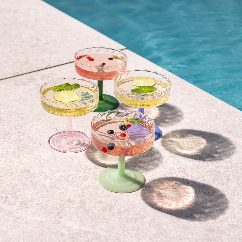 &Klevering - Coupe twirl groen set van 2 Cocktail glazen &Klevering
