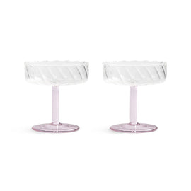 &Klevering - Coupe Twirl Pink 2er Set &Klevering - Coupe twirl roze set van 2 Cocktail glazen &Klevering