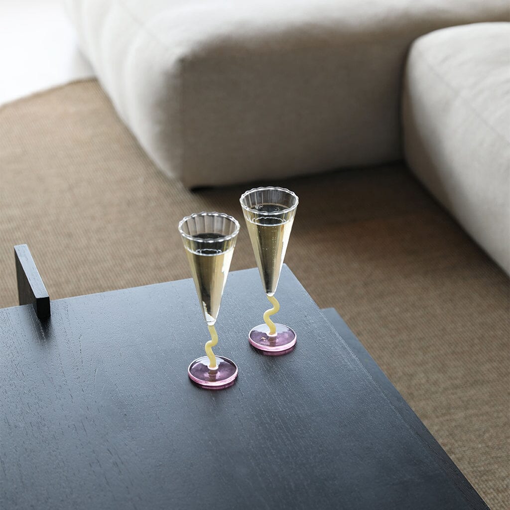 &Klevering - Flute curve karamel set van 2 Champagne glazen &Klevering