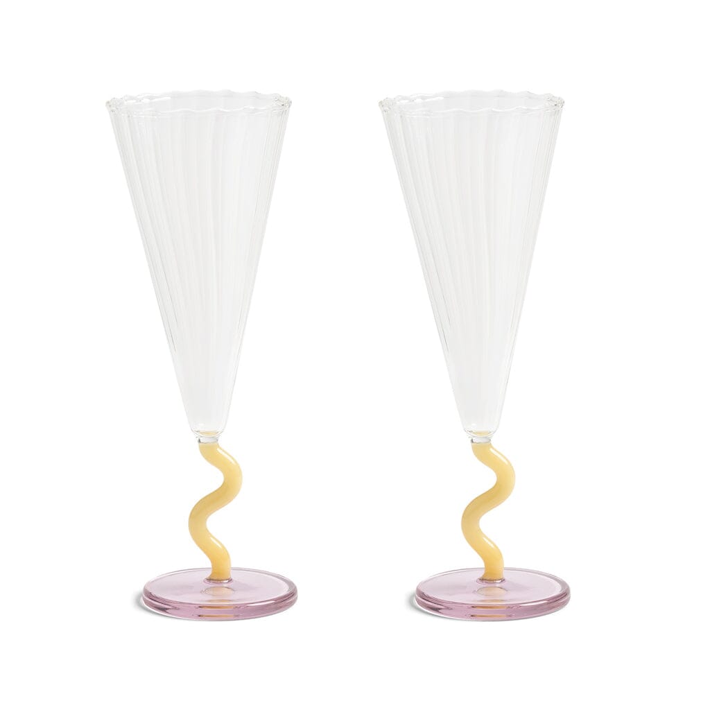 &Klevering - Flute curve karamel set van 2 Champagne glazen &Klevering