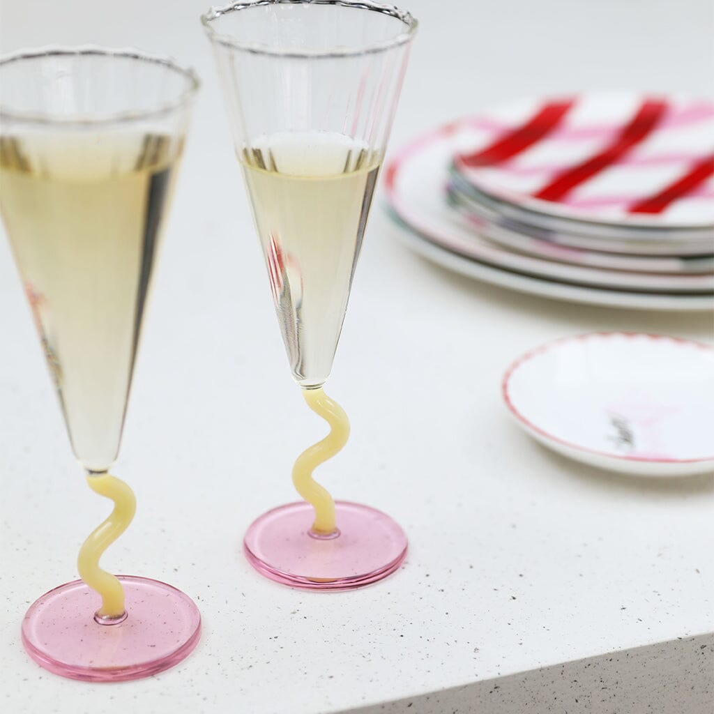 &Klevering - Flute curve karamel set van 2 Champagne glazen &Klevering