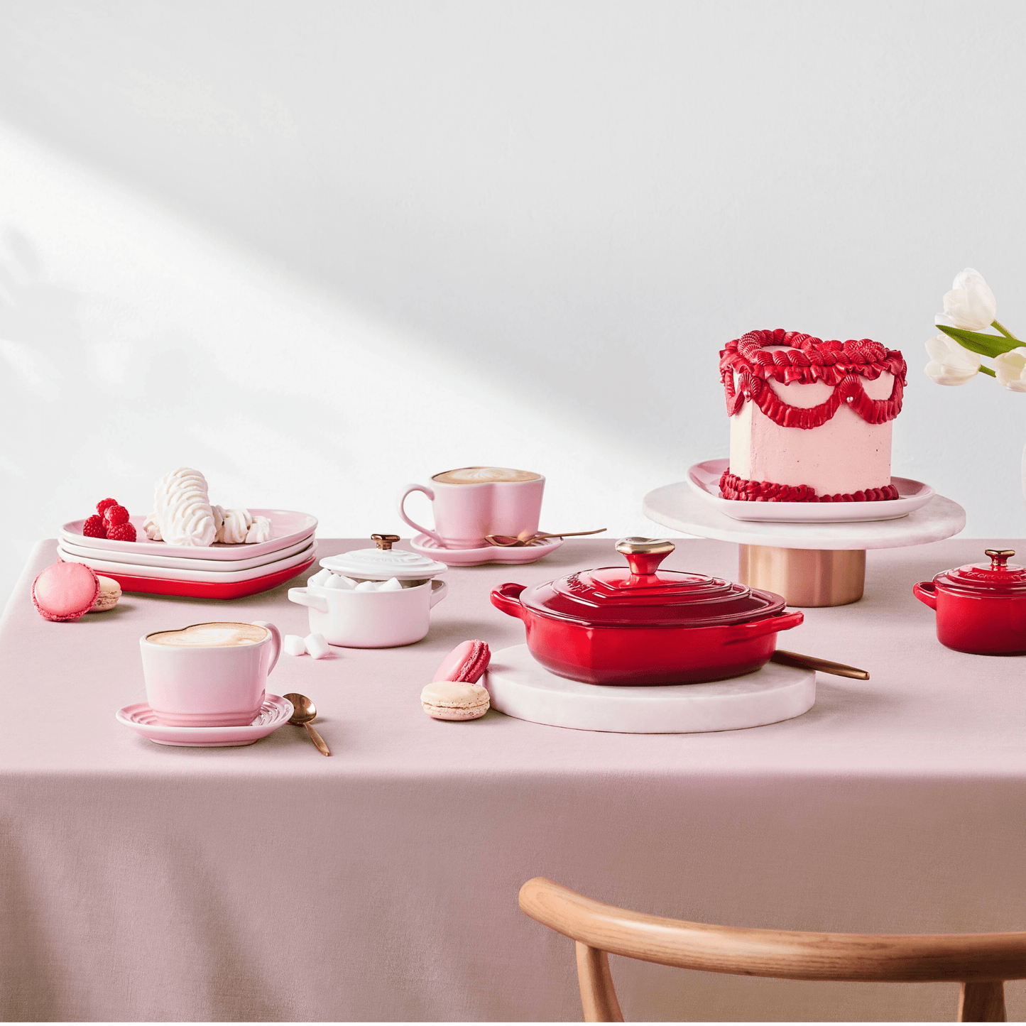 Le Creuset - Mokken in Hartjesvorm 2-delige Set Shell Pink Le Creuset