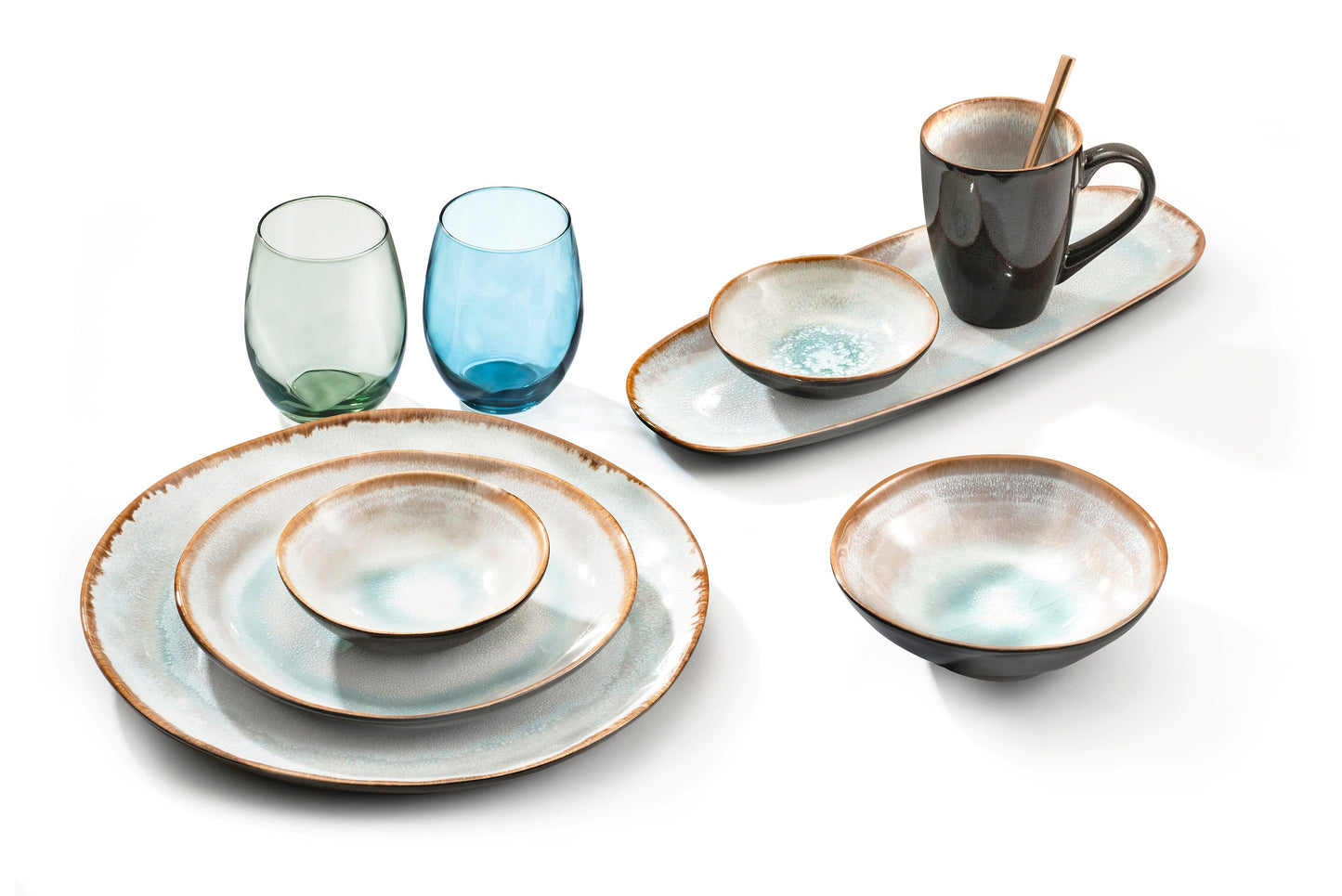 Medard de Noblat - Shadow Aqua Grote Serveerschaal 35.5 x 14 cm (set van 2) Serveerschaal Medard de Noblat