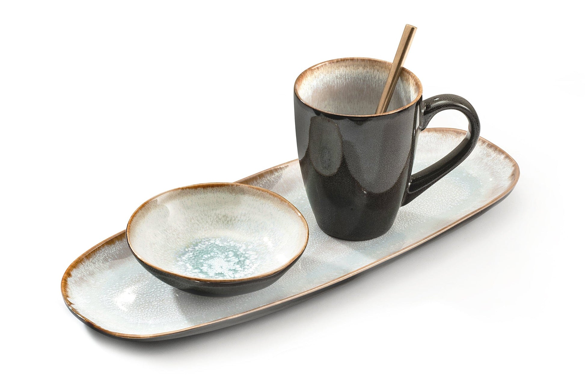 Medard de Noblat - Shadow Aqua Grote Serveerschaal 35.5 x 14 cm (set van 2) Serveerschaal Medard de Noblat