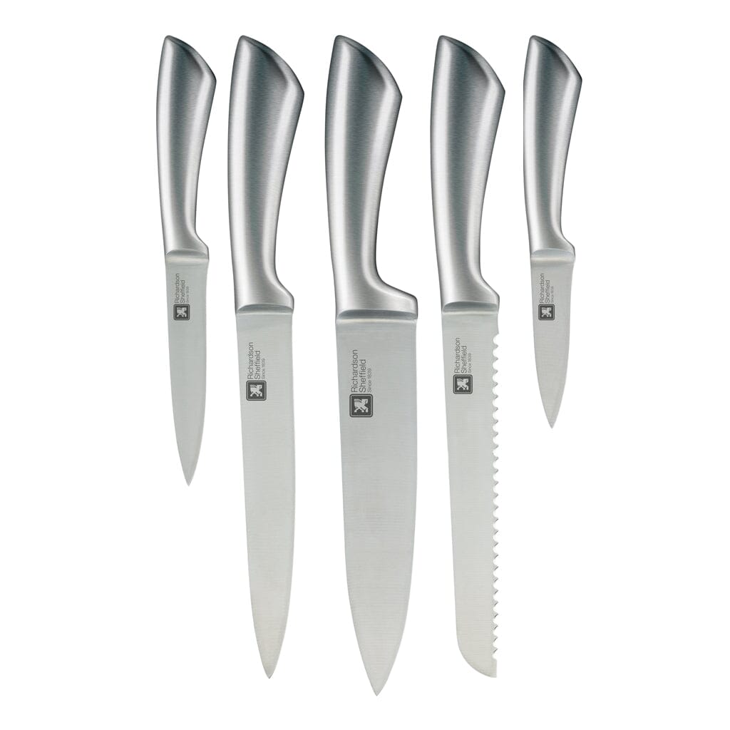 Richardson Sheffield - Fusion 5-delige Messenset met Messenblok - Naturel Hout & Zwart Messenset met blok Richardson Sheffield