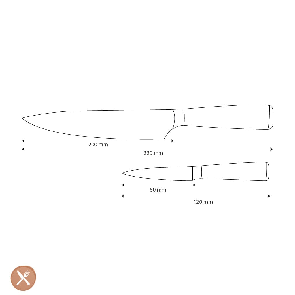 Shinrai Knives - Damascus Print 2-delige Messenset - Koksmes + Schilmes Messenset Shinrai Knives