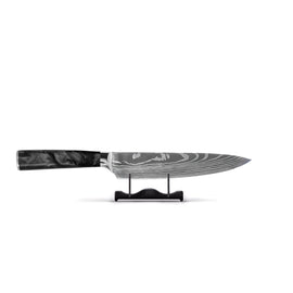 Shinrai Knives - Damascus Print Epoxy Onyx Kochmesser 20 cm Shinrai Knives - Damascus Print Epoxy Onyx 3-delige Messenset - Koksmes + Nakiri + Schilmes Messenset Shinrai Knives