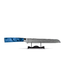 Shinrai Knives - Brotmesser mit Damaszener-Print und Epoxid-Saphir, 20 cm Shinrai Knives - Damascus Print Epoxy Sapphire Broodmes 20 cm Broodmes Shinrai Knives