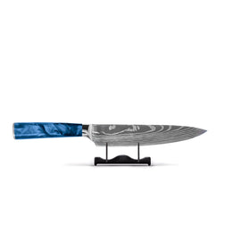 Shinrai Knives - Damascus Print Epoxy Saphir Kochmesser 20 cm Shinrai Knives - Damascus Print Epoxy Sapphire Koksmes 20 cm Koksmes Shinrai Knives