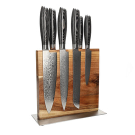 Shinrai Knives - Damast Pakkaholz 6-teiliges Messerset + Messerblock Cito doppelseitig Shinrai Knives - Damast Pakka Wood 6-delige Messenset + Messenblok Cito dubbelzijdig Messenset met blok Shinrai Knives