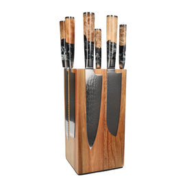 Shinrai Knives - Epoxy Onyx 6-teiliges Messerset + Messerblock Rotate Shinrai Knives - Epoxy Onyx 6-delige Messenset + Messenblok Rotate Messenset met blok Shinrai Knives