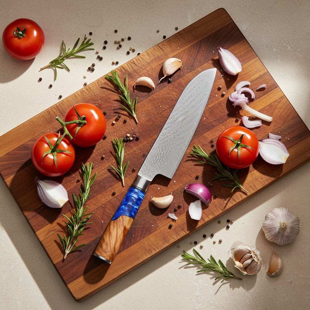 Shinrai Knives - Epoxy Sapphire 6-delige Damascus Messenset Messenset Shinrai Knives