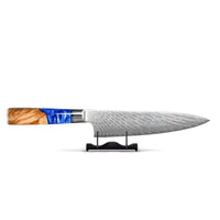 Couteau de chef Shinrai en acier damassé saphir époxy, 20 cm, Shinrai Knives