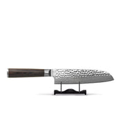 Couteaux Shinrai - Coffret de 5 couteaux en acier damassé martelé BR + Bloc de couteaux double face Cito avec bloc