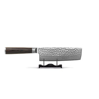 Couteaux Shinrai - Coffret de 5 couteaux en acier damassé martelé BR + Bloc de couteaux double face Cito avec bloc