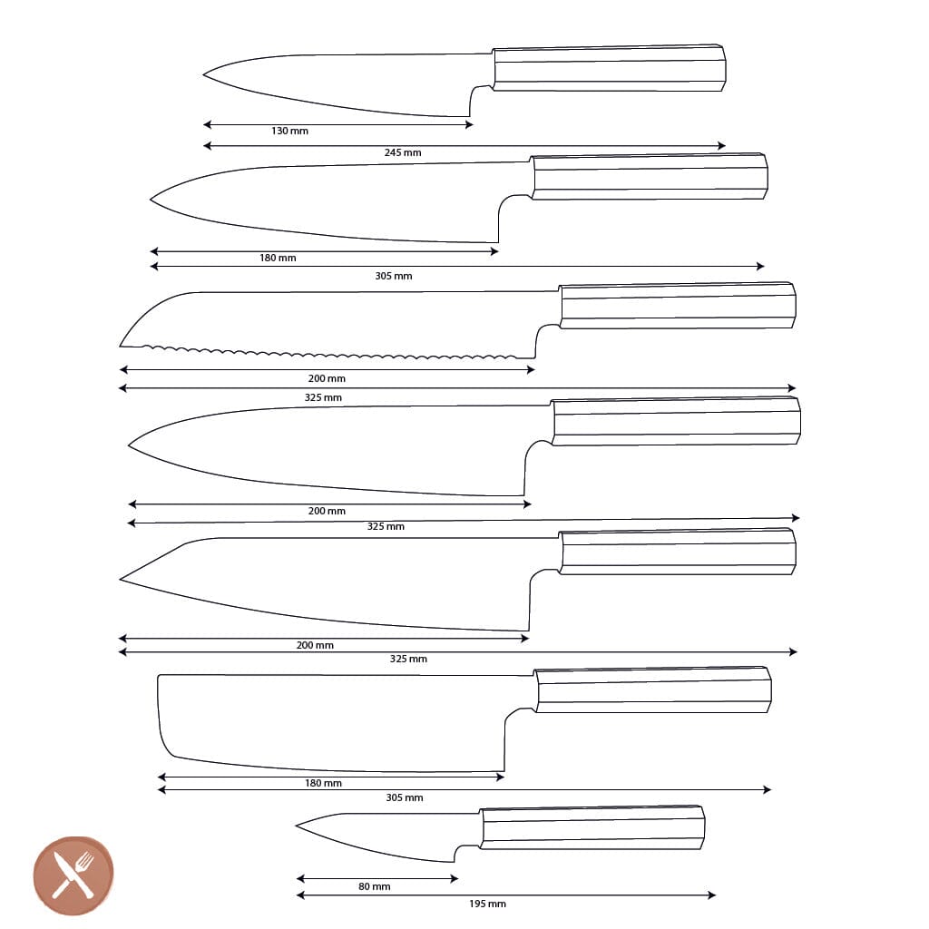 Shinrai Knives - Kigami Exclusive Damascus 7-delige messenset Messenset Shinrai Knives