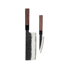 Shinrai Knives – Kurayami 2-teiliges Damastmesser-Set – Nakiri + Schälmesser Shinrai Knives - Kurayami 2-delige Damascus Messenset - Nakiri + Schilmes Messenset Shinrai Knives
