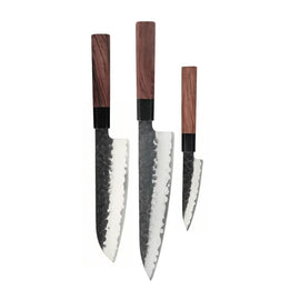 Shinrai Knives – Kurayami 3-teiliges Damastmesser-Set – Kochmesser + Santoku + Schälmesser Shinrai Knives - Kurayami 3-delige Damascus Messenset - Koksmes + Santoku + Schilmes Messenset Shinrai Knives
