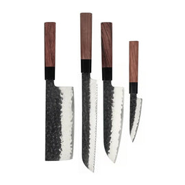 Shinrai Knives – Kurayami 4-teiliges Damastmesser-Set – Santoku + Brotmesser + Nakiri + Schälmesser Shinrai Knives - Kurayami 4-delige Damascus Messenset - Santoku + Broodmes + Nakiri + Schilmes Messenset Shinrai Knives