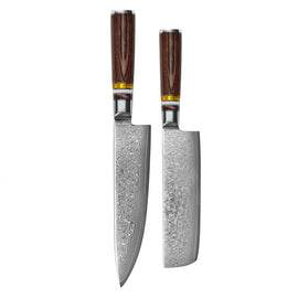 Shinrai Knives – Micarta Jewels 2-teiliges Damastmesser-Set – Kochmesser + Nakiri Shinrai Knives - Micarta Jewels 2-delige Damascus Messenset - Koksmes + Nakiri Messenset Shinrai Knives