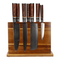 Couteaux Shinrai - Coffret de 7 couteaux damas Micarta Jewels + Bloc magnétique double face