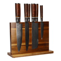 Couteaux Shinrai - Coffret de 7 couteaux damas Micarta Jewels + Bloc magnétique double face