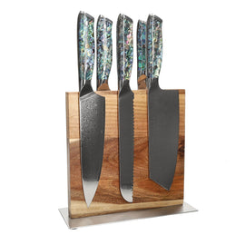 Shinrai Knives - Mother of Pearl Jewels 5-teiliges Messerset + Messerblock Cito doppelseitig Shinrai Knives - Parelmoer Jewels 5-delige Messenset + Messenblok Cito dubbelzijdig Messenset met blok Shinrai Knives