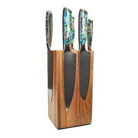 Shinrai Knives - Perlmutt-Juwelen 5-teiliges Messerset + Messerblock Rotate Shinrai Knives - Parelmoer Jewels 5-delige Messenset + Messenblok Rotate Messenset met blok Shinrai Knives