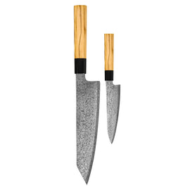 Shinrai Knives – Takumi Kaza 2-teiliges Damastmesser-Set – Kiritsuke + Gemüsemesser Shinrai Knives - Takumi Kaza 2-delige Damascus Messenset - Kiritsuke + Schilmes Messenset Shinrai Knives
