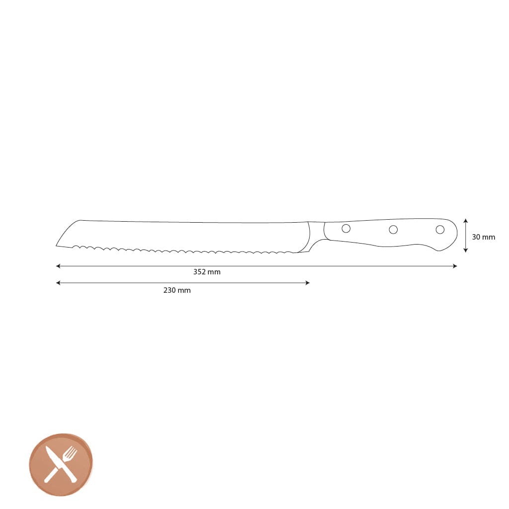 Wusthof - Classic Broodmes Wit met dubbele kartelrand 23 cm Broodmes Wusthof