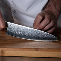 Damast Pakka Wood Series - 6-delige messenset + Acacia houder enkelzijdig Shinrai Japan