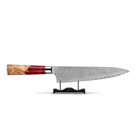 Shinrai Knives - Epoxy Ruby Damascus Kochmesser 20 cm Epoxy Ruby - Damascus Koksmes 20 cm Shinrai Japan