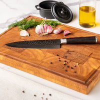 Hammered Damast BR 5-delige Damascus Messenset + Acacia houder 1 Messensets Shinrai Japan