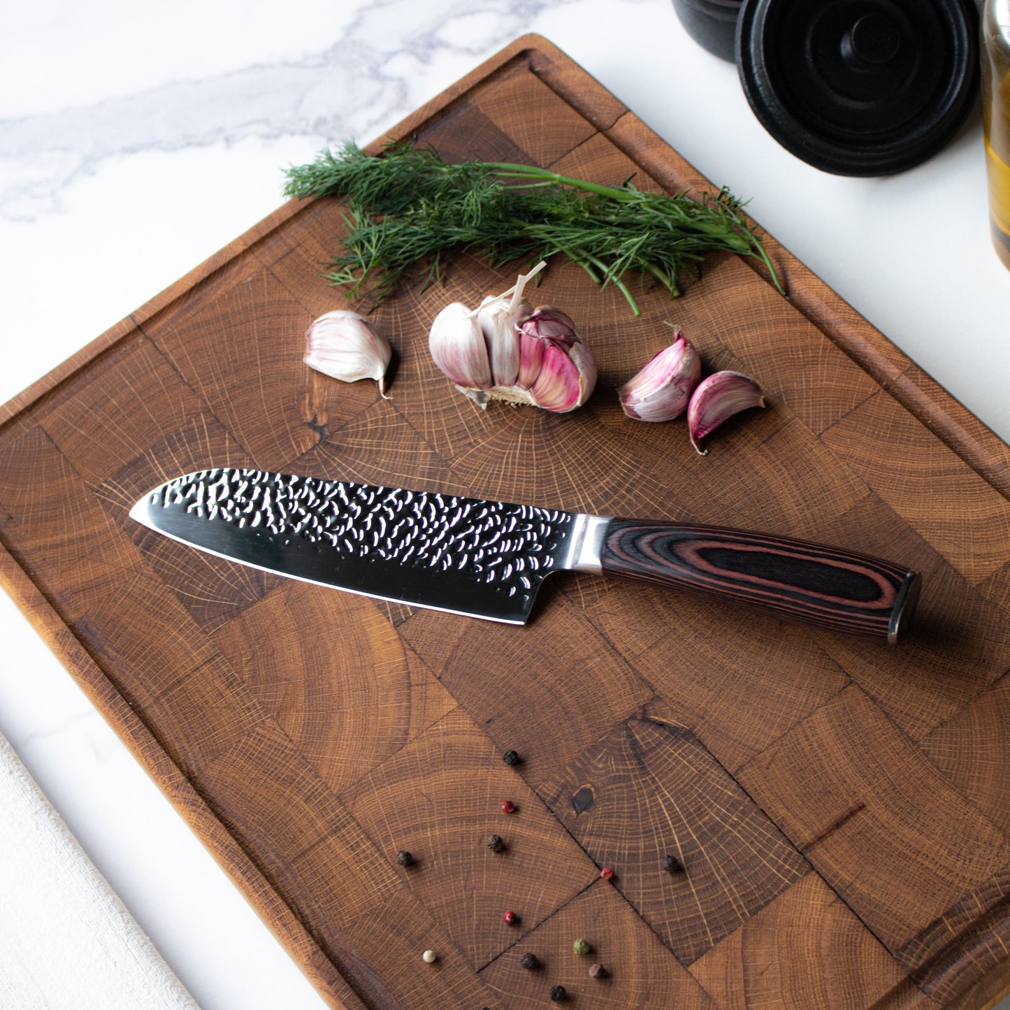 Hammered RVS Santoku 18 cm Shinrai Japan