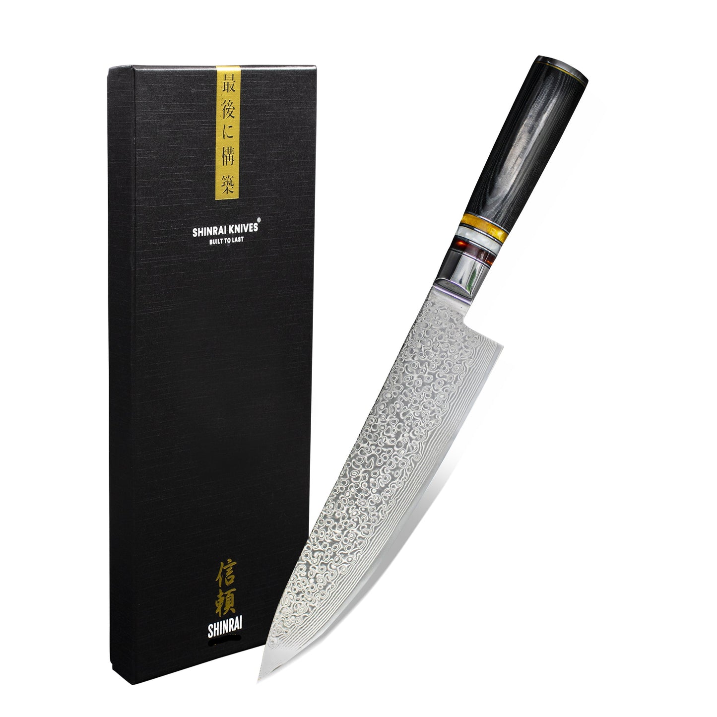 Micarta Jewels Black - Damascus Koksmes 20 cm Shinrai Japan