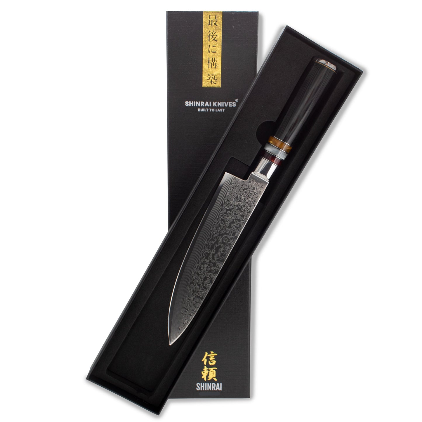 Micarta Jewels Black - Damascus Koksmes 20 cm Shinrai Japan