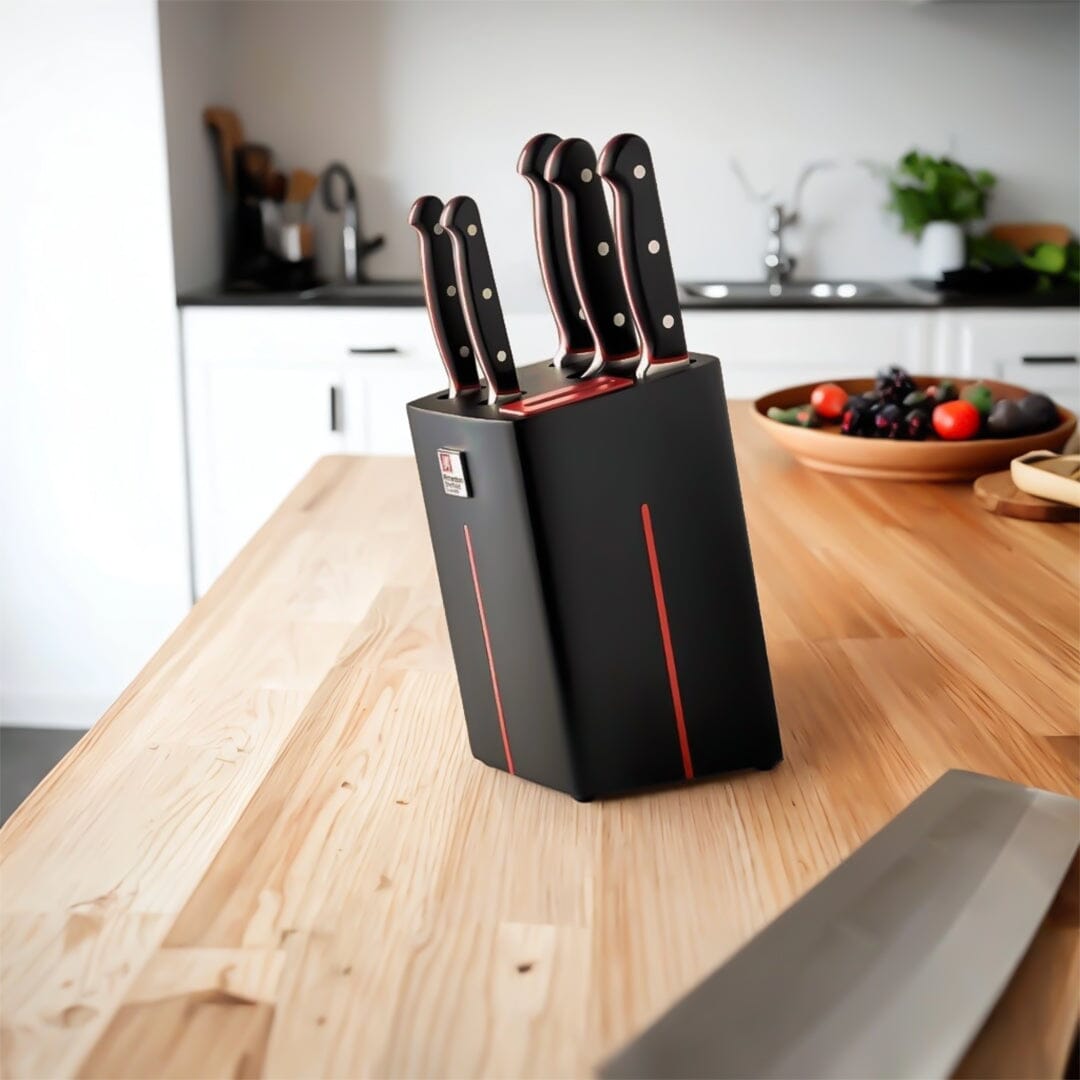 Richardson Sheffield - Velocity 5-Delige Messenset met Blok en Messenslijper - Zwart Messenset met blok Richardson Sheffield